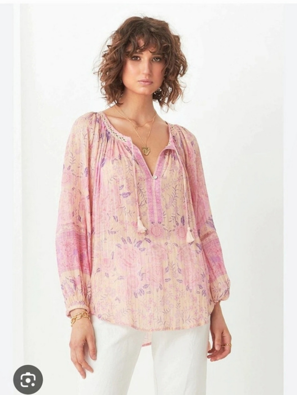 Spell &The GZypsy Collective MystiqueFloral Blouse in Pink & Cream Size XS